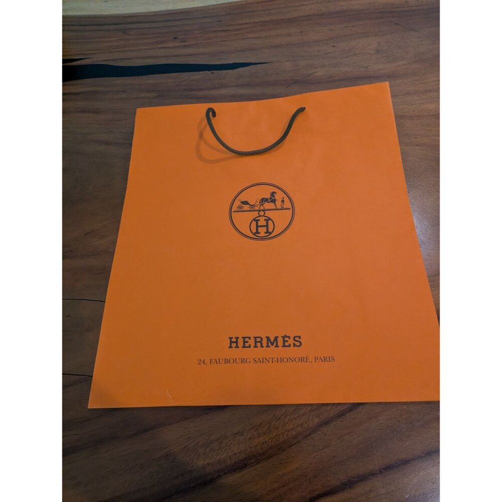 Hermes Orange Paper Shopping Tote Gift Bag With Handles 16x16x6 - Picture 2 of 10